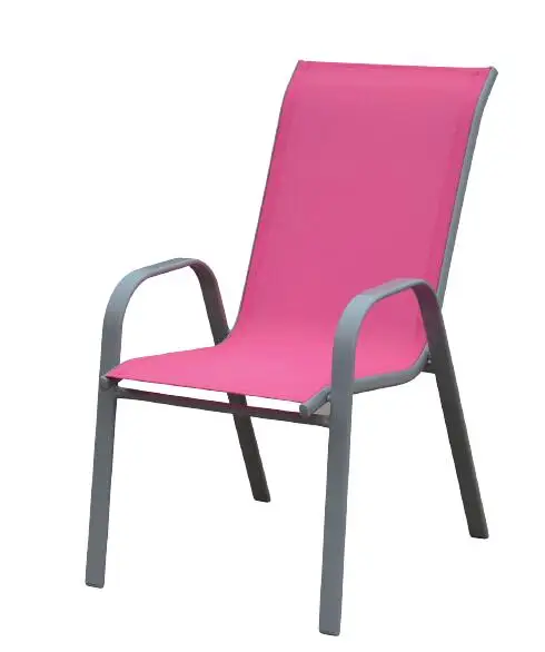 
outdoor garden cheap stacking dinning steel sling textilener arm chair 