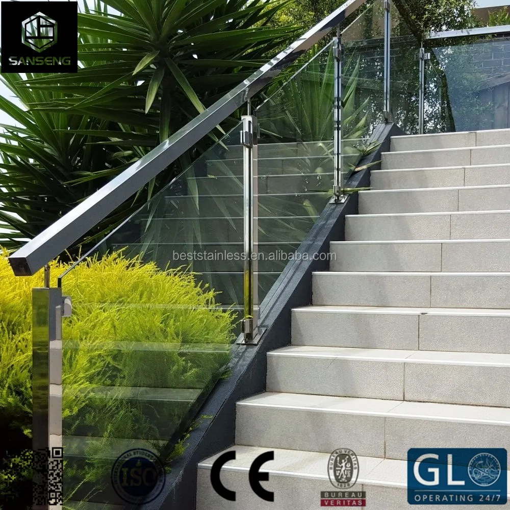 Stainless Steel Square Pipe/Tube Glass Railing Design
