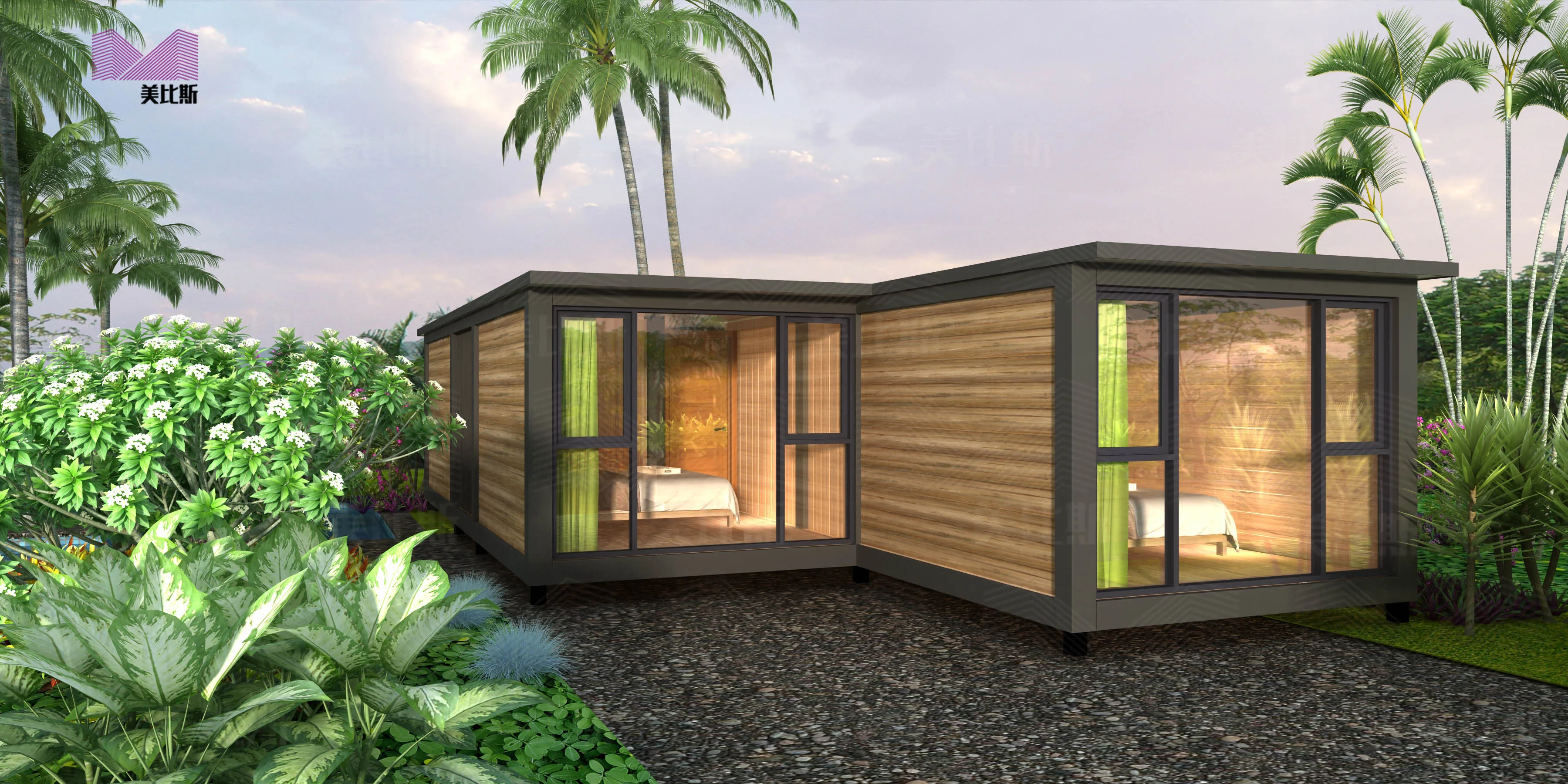 Prefab cottage Resort Log cabin 3 Bedroom Container Mobile Modern prefabricated house