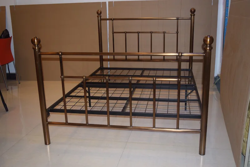 Good quality brass chrome color king bed stainless steel bed designs