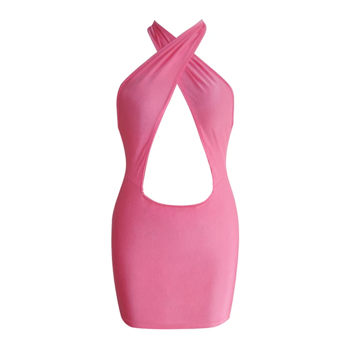 Wonder Beauty Women Wholesale White Yellow Black Pink Rose Sexy Halter Backless Bandage Dress