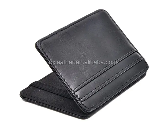 Slim Pocket Wallet with Magic Money Clip with Card Holders, Genuine Leather magic wallet