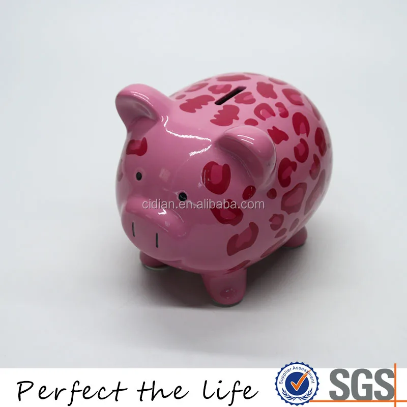 Оптовая продажа Керамической Прекрасный Розовая Свинья В Форме Монеты Копилка