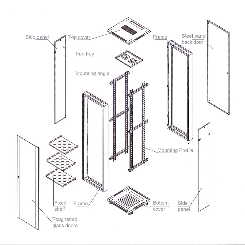 
SPCC cold rolled steel network cabinet 18U glass display cabinets for distributors 