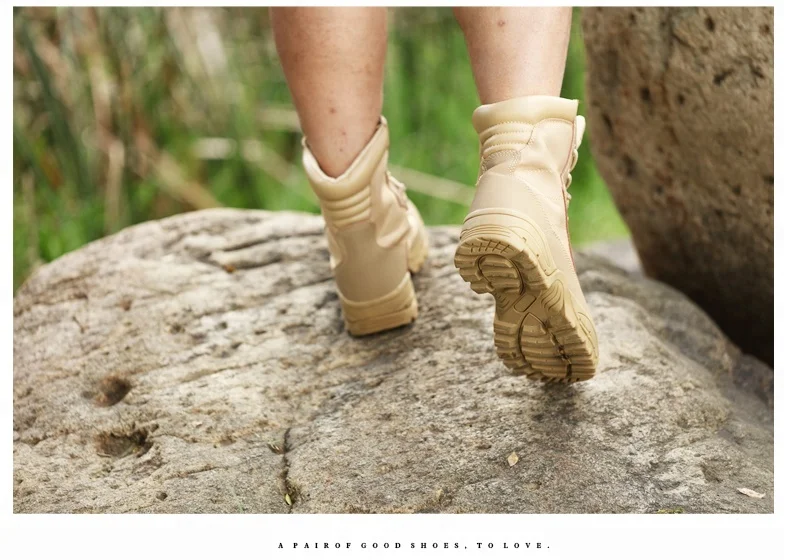 Sand color steel toe security combat american style protective work boot