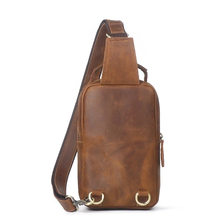 
Handcraft 100% Leather Crossbody Bag Men Chest Bag Genuine Leather 