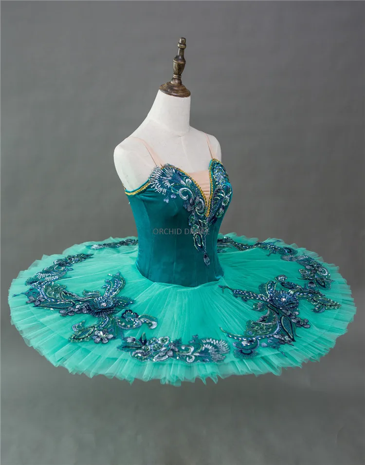 Professional High Quality Unique Design Handmade Girls Performance Green Ballet Tutu