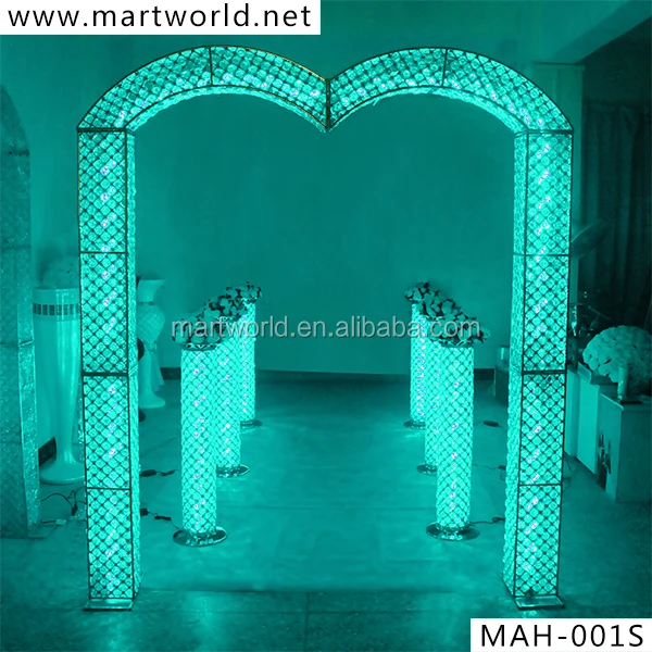 
2021 hight quality RGB LED light crystal arch LED backdrop wedding stage for wedding decoration and party decoration(MAH-001) 