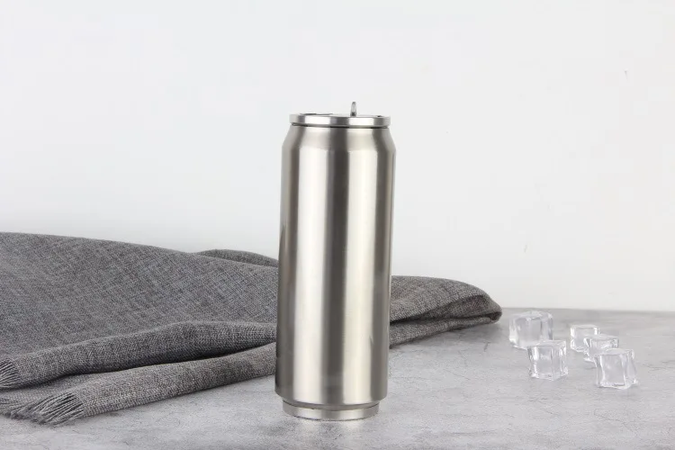 
Metal thermos mug 350ml Vacuum Insulated Cola Cup Sublimation tumbler cola can shape mug With Straw 