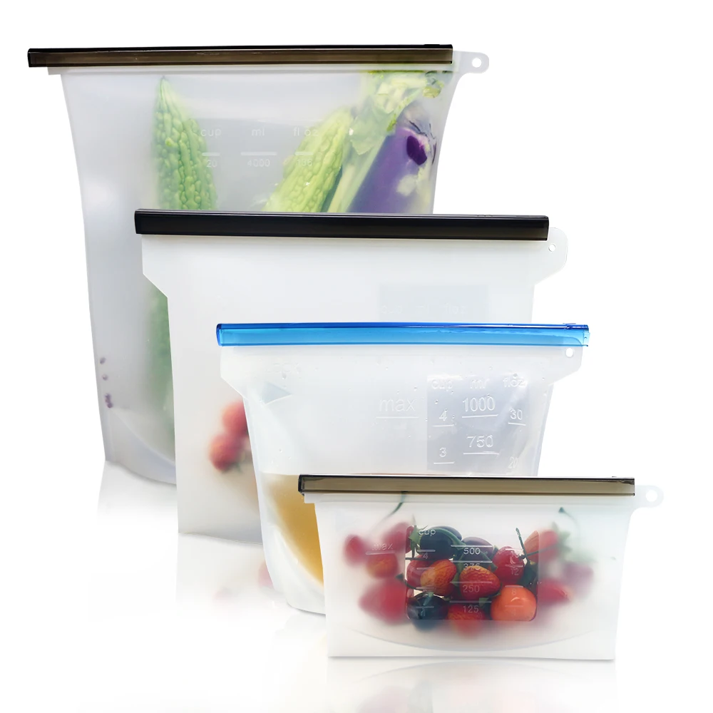 100% Eco Friendly Reusable Vacuum Food Sealing Silicone Vacuum Storage Bag