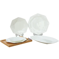 custom made octagon fine china royal white crockery porcelain ceramic tableware dinnerware sets