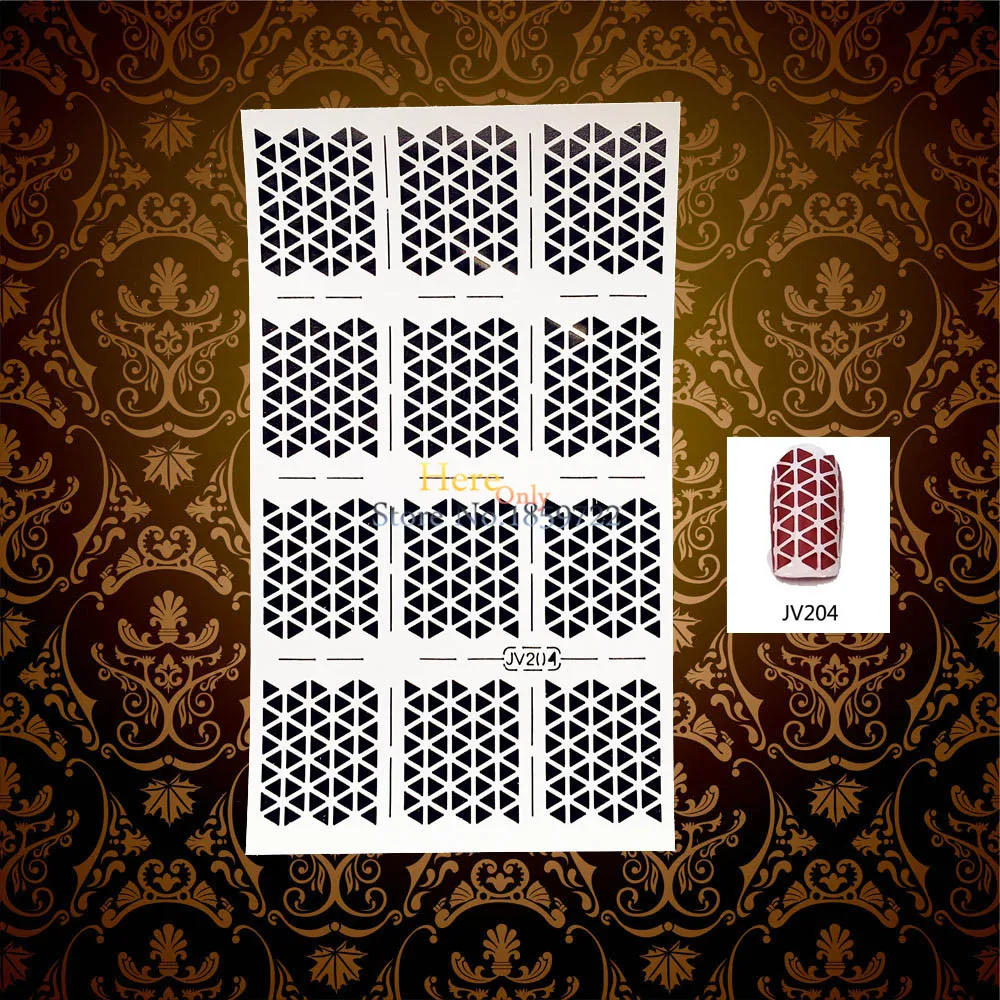 1 Sheet Charm Women Nail Foil Vinyl DIY Image Triangle Gem Hollow Pattern Nail Art Stencil