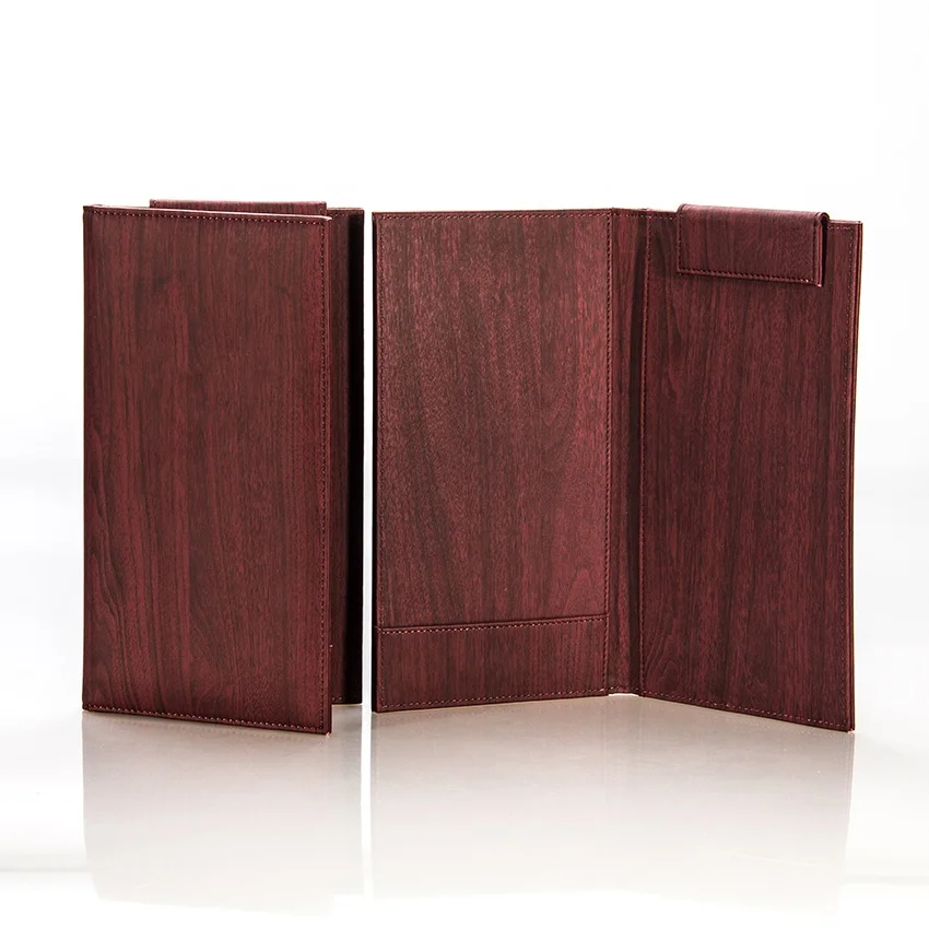A5 Menu clip cross-border custom logo Upscale hotel wine signature clip PU leather business documents Cash register clip