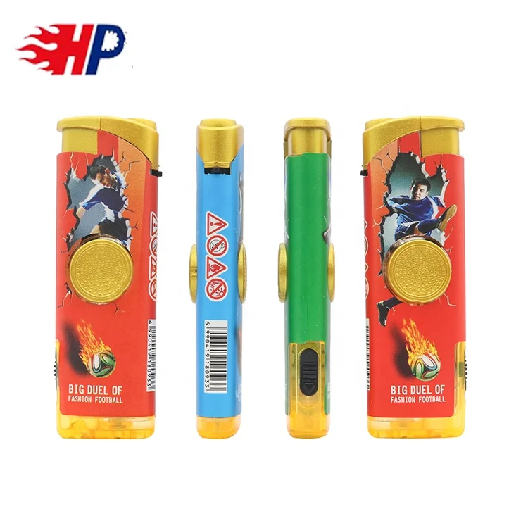 2020 Haopai Brand Top Quality Funny Flameless Windproof Torch Lighter With Led Finger Spinning Gift Lighters