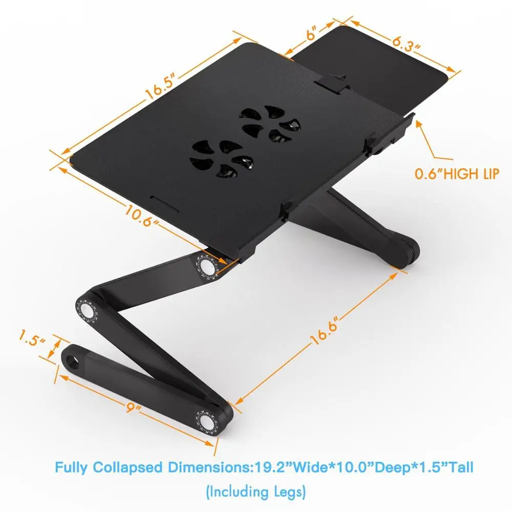 Portable Adjustable Laptop Table Sitting With 2 CPU Cooling Fans And Mouse Pad