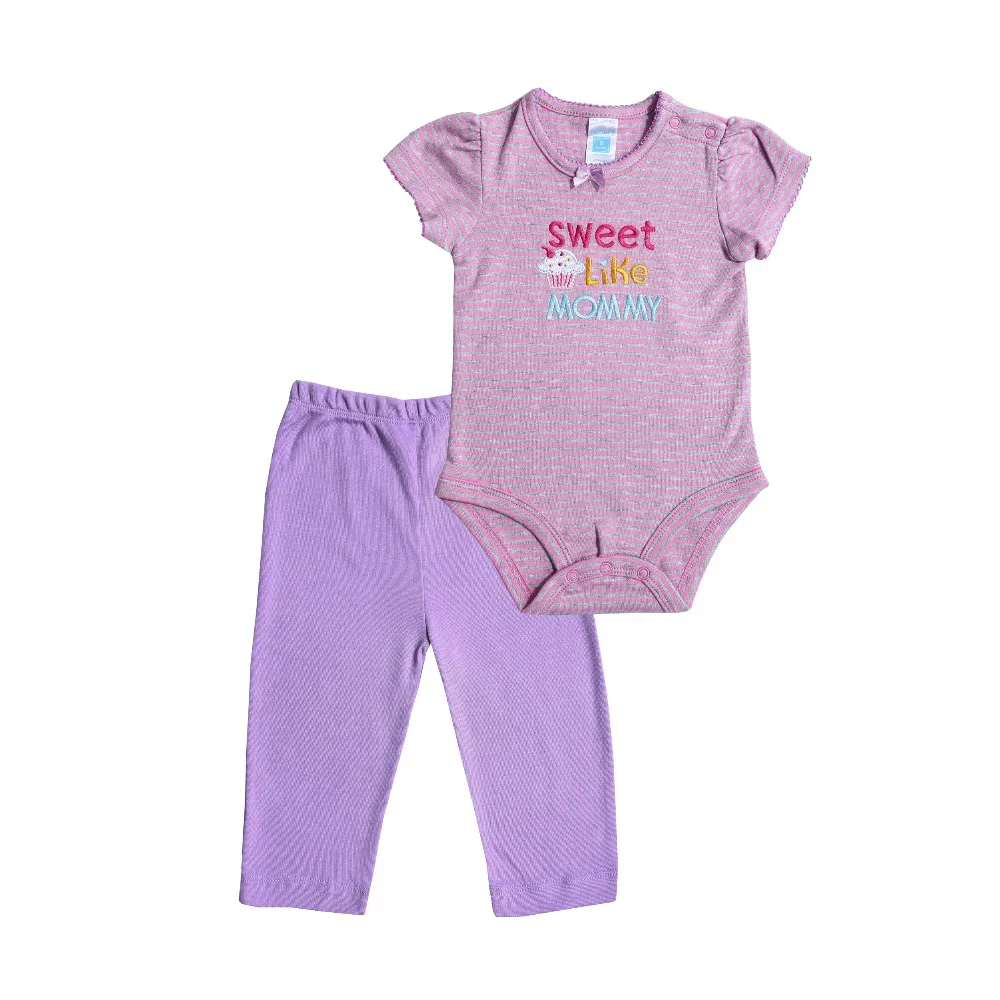 Carters 2 Piece Baby Suits Girls Short Sleeves Bodysuit Pants 100 Cotton Infant Sets Kids Clothes