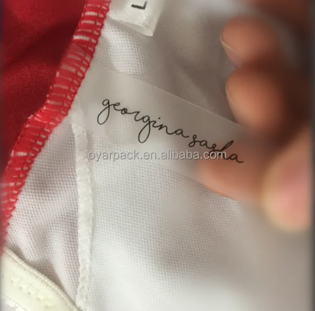
Garment underwear size custom printed clear TPU sewn tag with logo and care symbol 