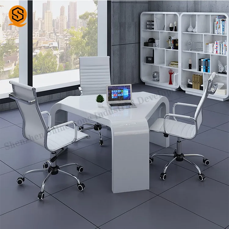 Triangle 3 persons office meeting table smart computer desk