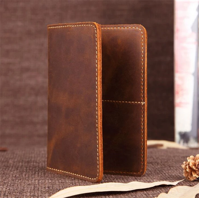 Hot Sale Crazy Horse Leather Passport Holder Man Wallet