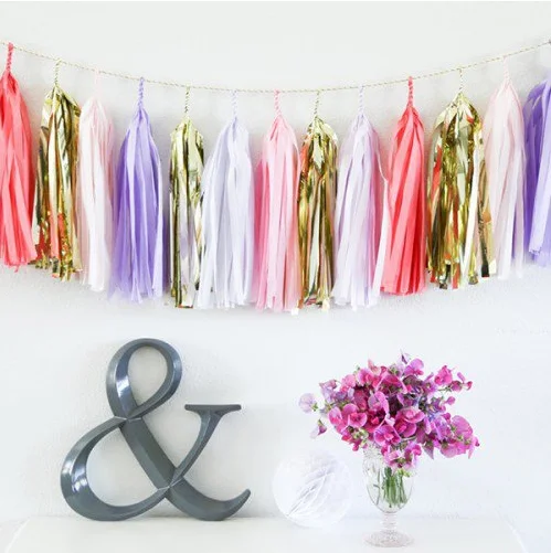 
High quality handmade DIY tissue paper tassel garland 