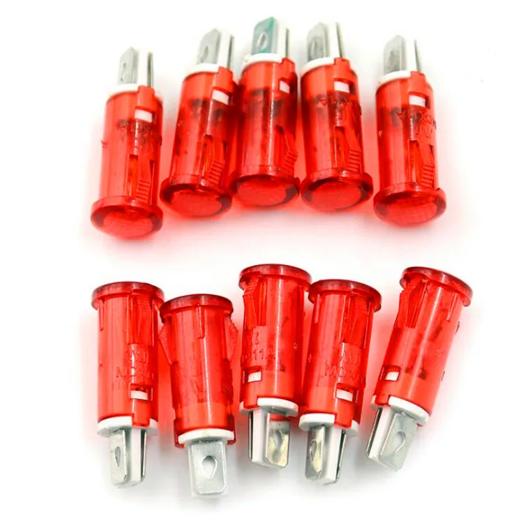 
10mm pilot light 10mm mounting hole indicator lamp 12v 24v 220v small electronic signal red green yellow 