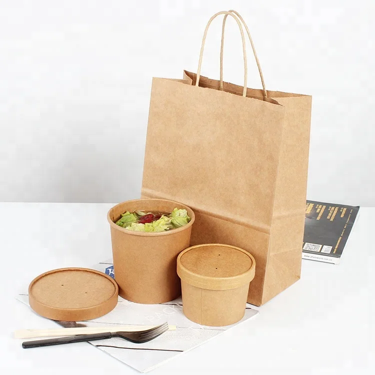 ECO Disposable Kraft Paper Soup Cup With Lid