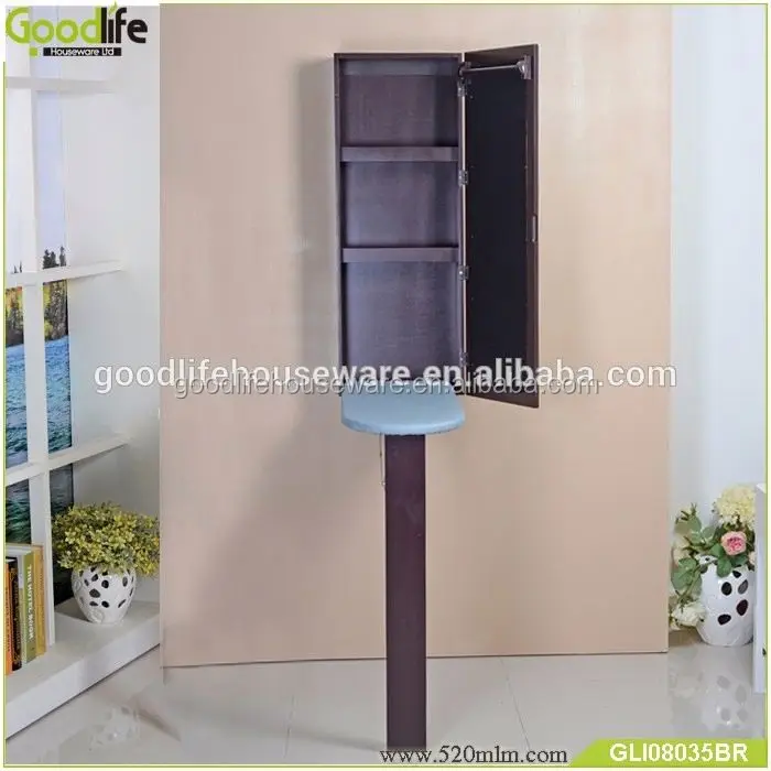 hot selling wall mounted folding ironing board cabinet with vanity mirror
