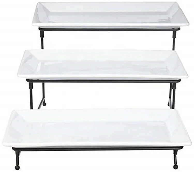 3 tier serving tray cake stand dessert tray food server display rack cheap porcelain white plates