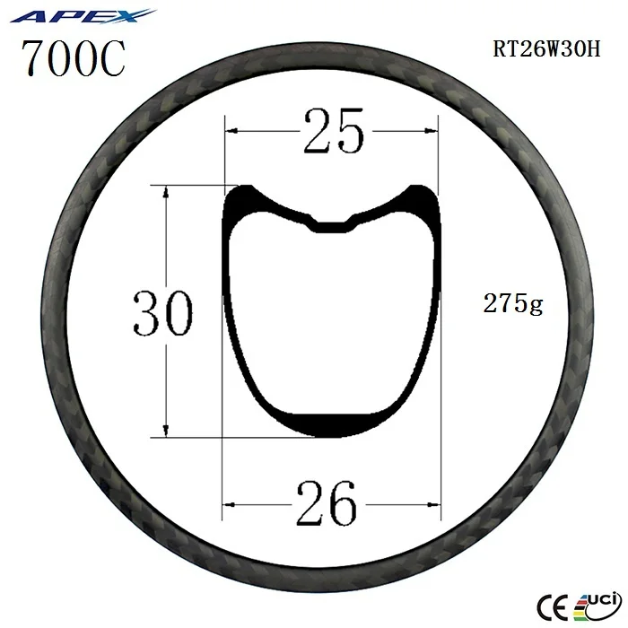 APEX 700C Ultralight Tubular carbon bike rim 30mm deep CHINA rim manufacturer