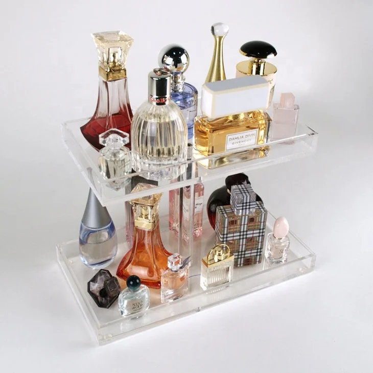 2 Tier clear acrylic perfume display rack/perfume display shelf