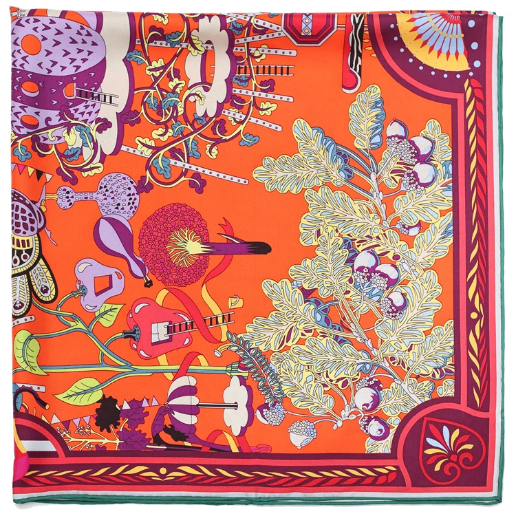 Chinese Jinpin Women Silk Twill Scarf Digital Print Head Scarf for Ladies