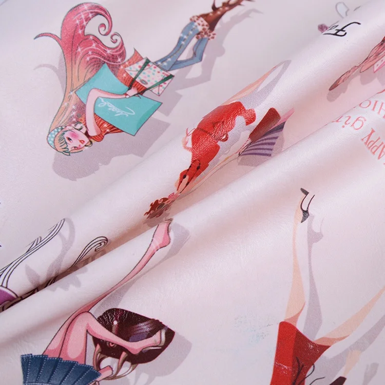 
2019 г., Shaoxing, оптовая продажа, водонепроницаемая модная женская ткань из искусственной кожи с принтом и ПВХ покрытием, 100% полиэстер 