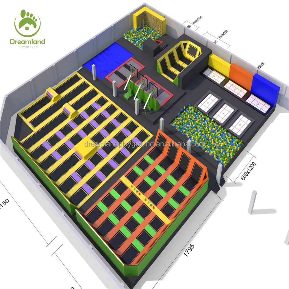Commercial Indoor Trampoline Arena, Parkour Free Jumping Trampoline Zone