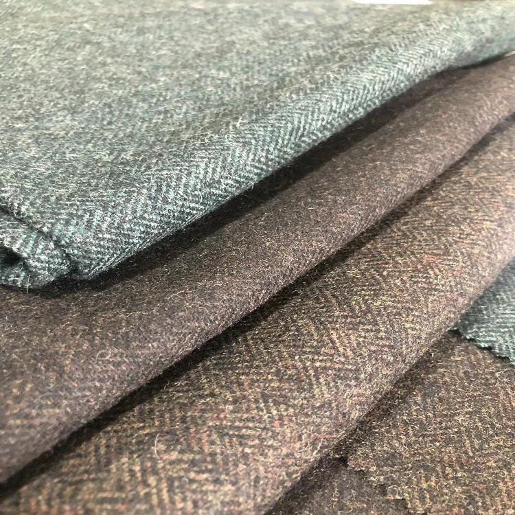 1.3cm mixed color small herringbone Flannel vintage 50% Wool 405 Polyester Suit Fabric factory supply