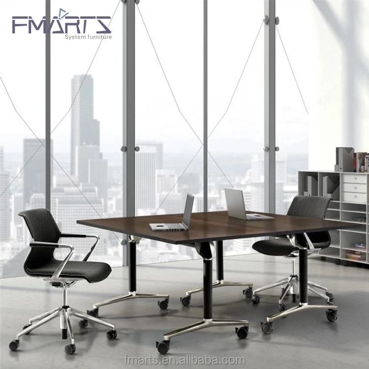 Guangzhou Furniture Market Flip Top Foldable Desk Office Folding Training Room Table With Wheels