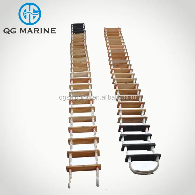 Wood climbing lifeboat embarkation rope ladder