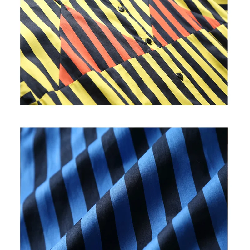 
Maxnegio Apparel Manufacturer Striped Blouse Yellow Cotton Windbreaker Coat 