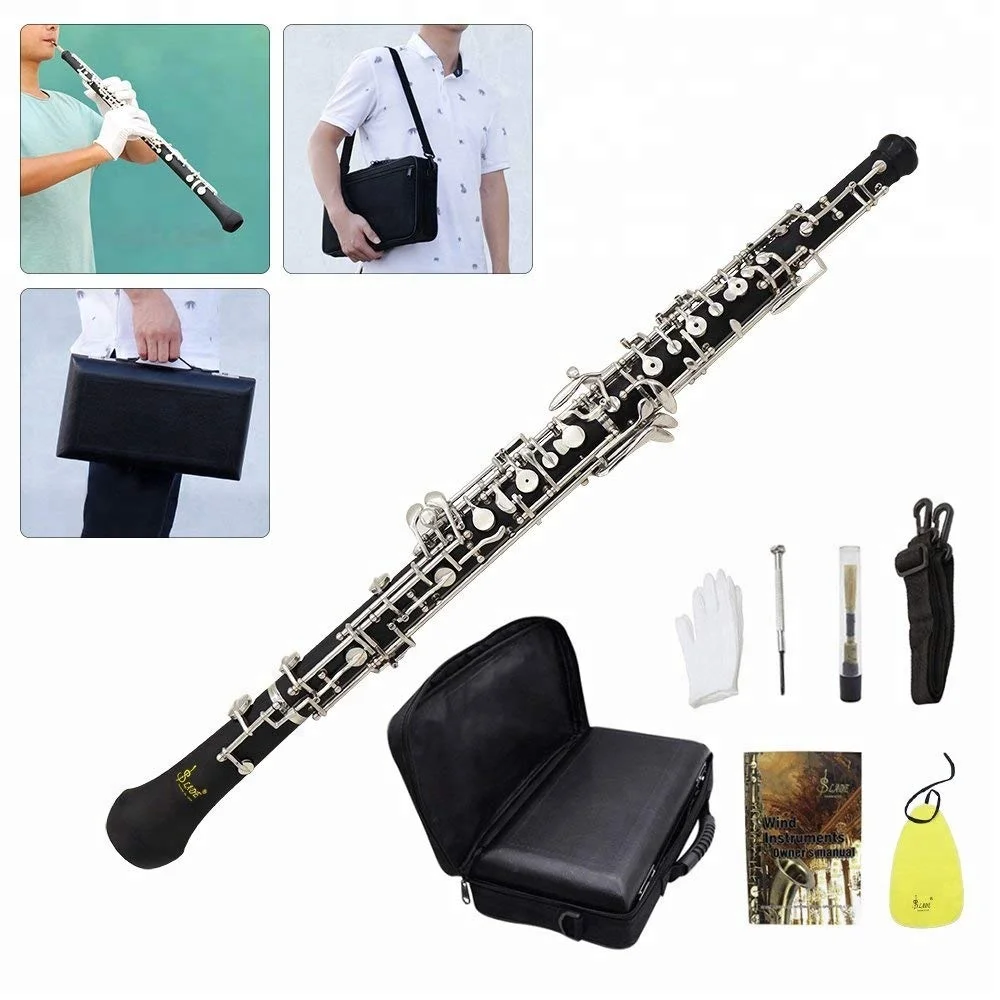 
Woodwind Musical Instrument for Beginner with Reed C Key Cupronickel Plated Silver Oboe 