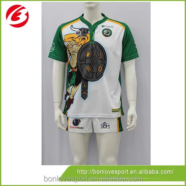 High quality whole polyester sublimation custom free design competition rugby shirt.