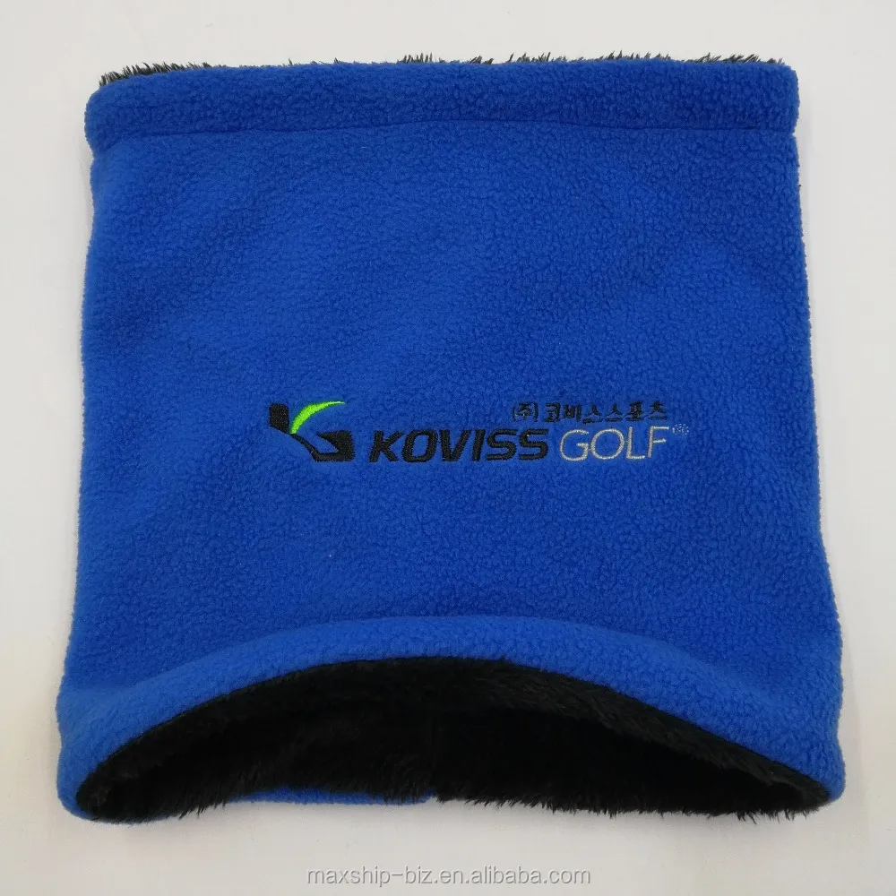 winter warm fleece neck warmer with embroidery logo