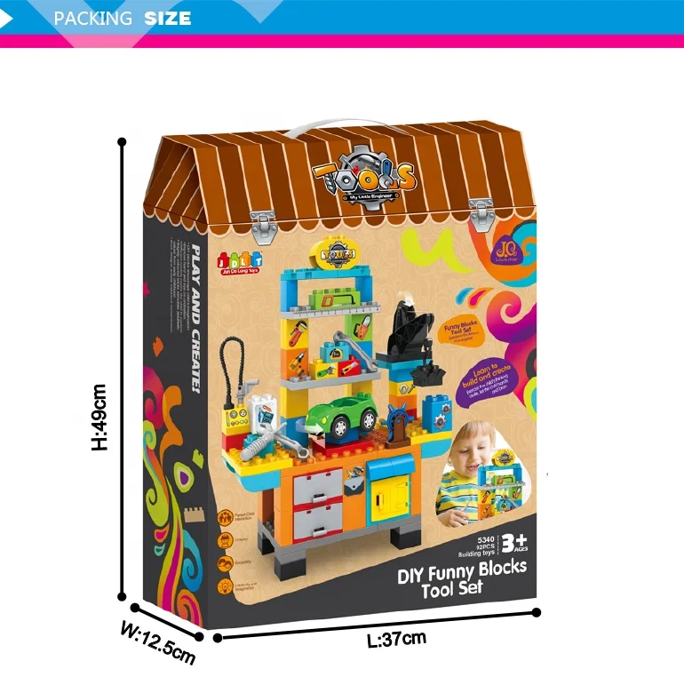 kids play diy tool set plastic funny brick toy with 92pcs