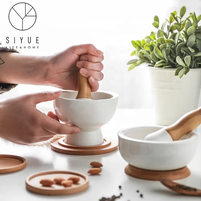 High alumina corundum ceramic mortar and pestle with lid
