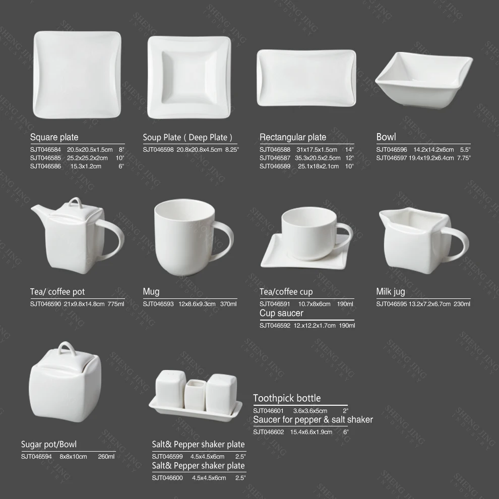 Modern White Ceramic Restaurant Tableware Set Classic Design Pot Cup Teapot with Saucer Hotel Porcelain Coffee Service Tea Sets