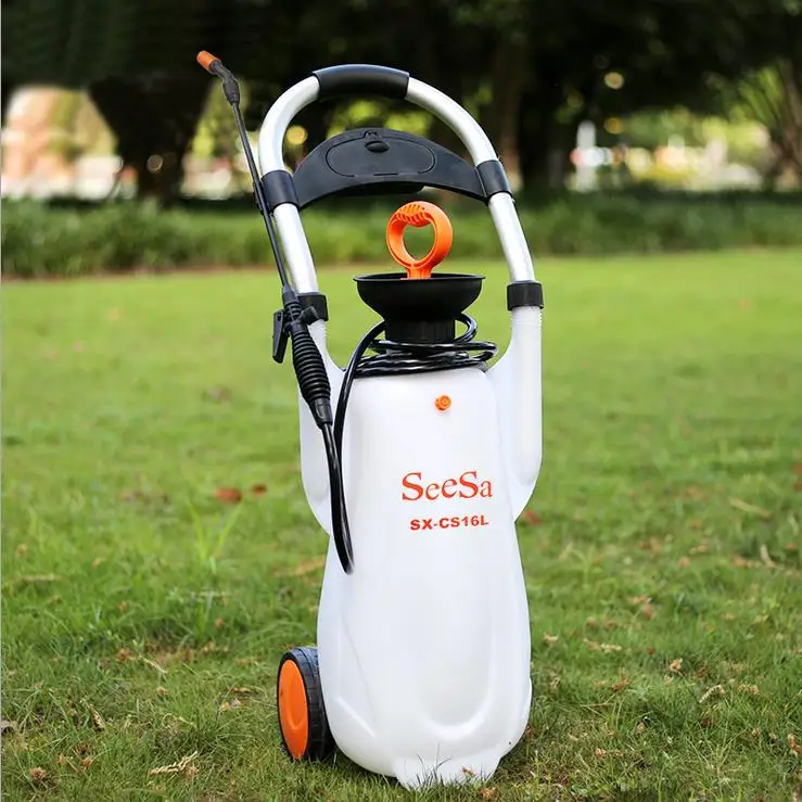 Seesa 16L Garden Handcart High Manual Pressure Pump Chemical Trolley Sprayer