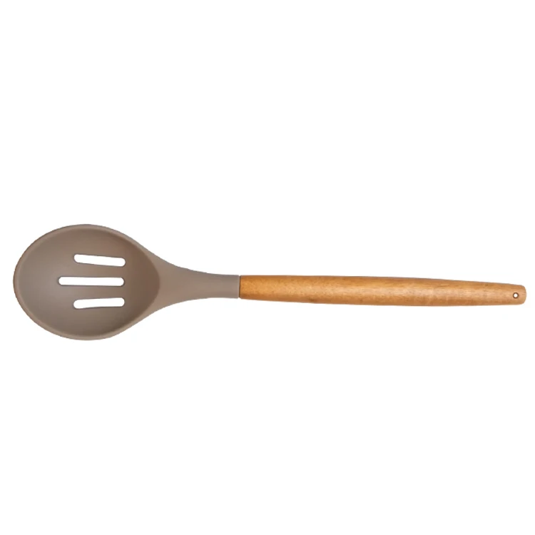 5 Piece Silicone Cooking Utensil Set with Natural Acacia Hard Wood Handle