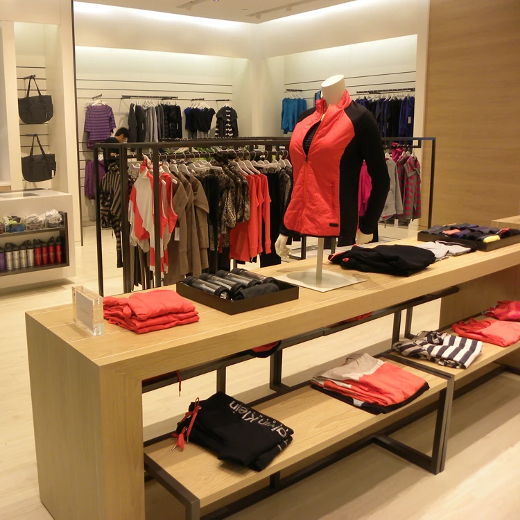 Custom Wood Retail Clothing Display Racks Table Stands