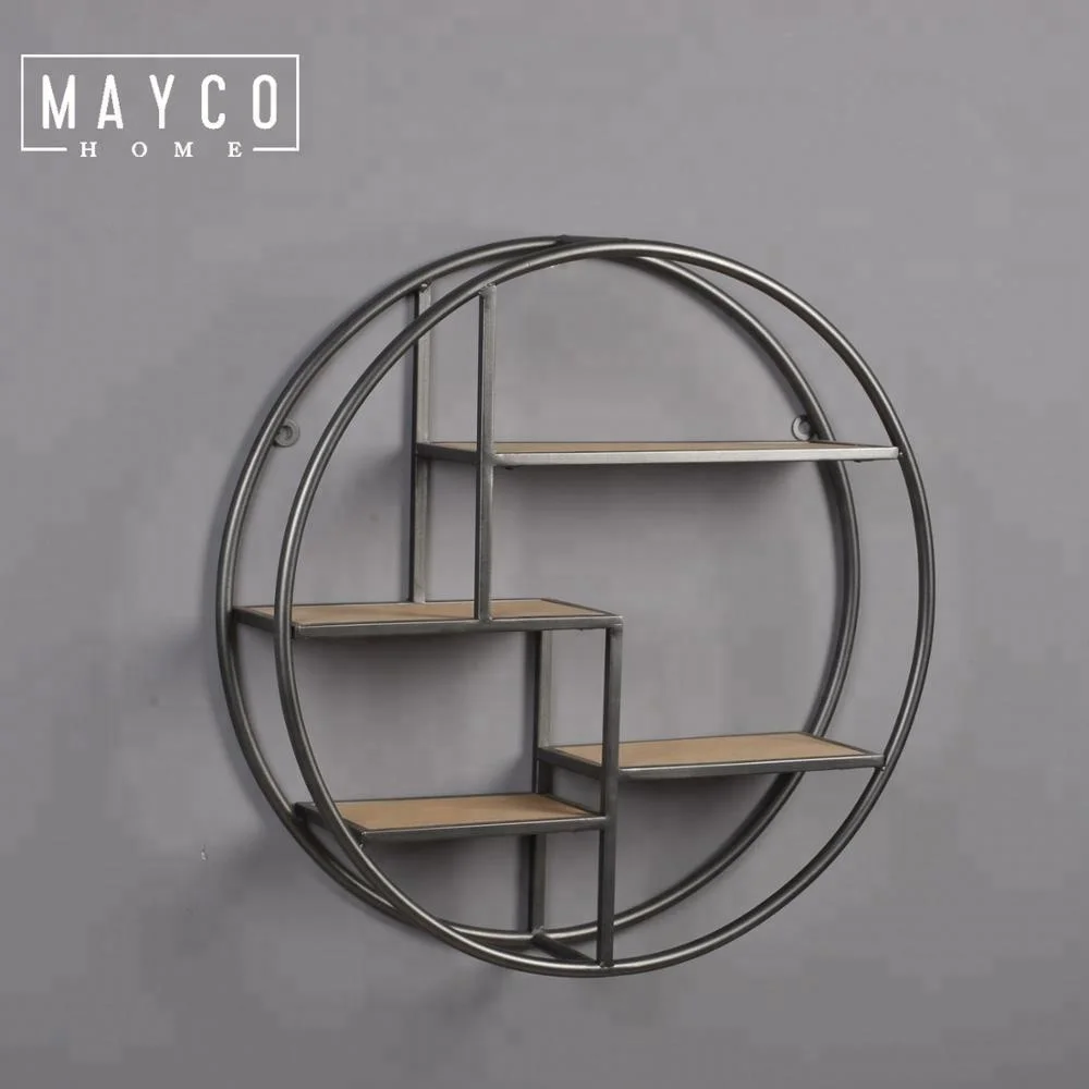 Mayco Home Modern Industrial Round Storage Decorative Wall Shelf
