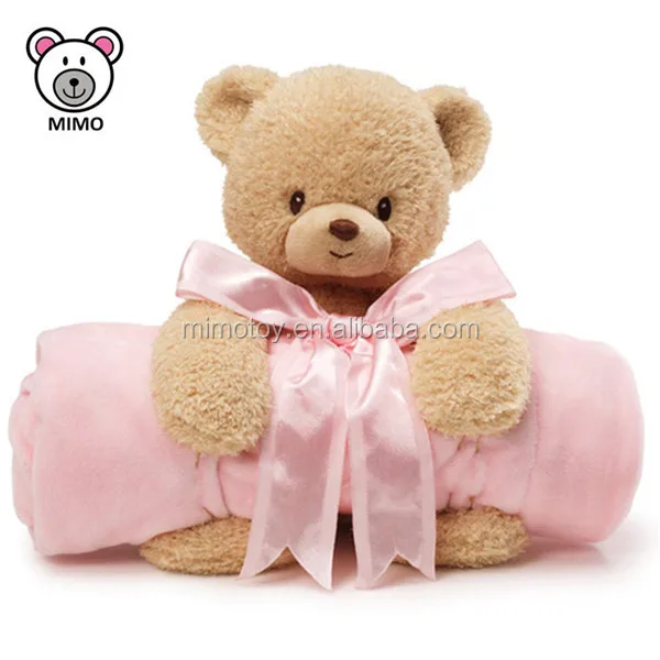 
Pretty Kids Polar Fleece Soft Plush Blue Color Teddy Bear Baby Blanket Set Fashion 2018 New Cute Animal Baby Swaddle Blanket 