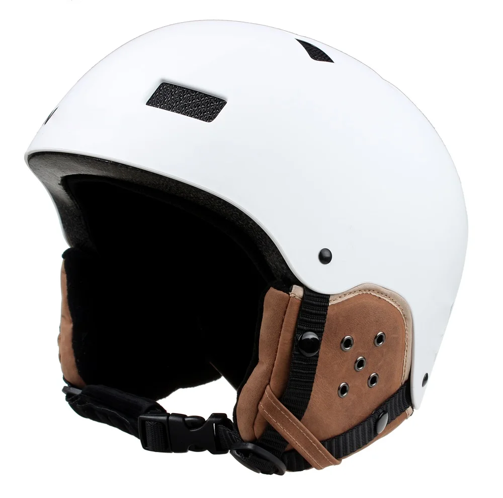 
CE ASTM Protective ABS Shell and EPS Liner ski snow helmet with leather earmuffs 