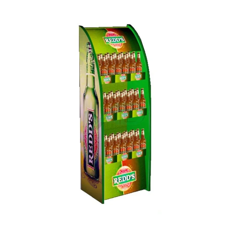 Wine bottle box beverage drinking cardboard floor display stand , corrugated paper free standing pop up display